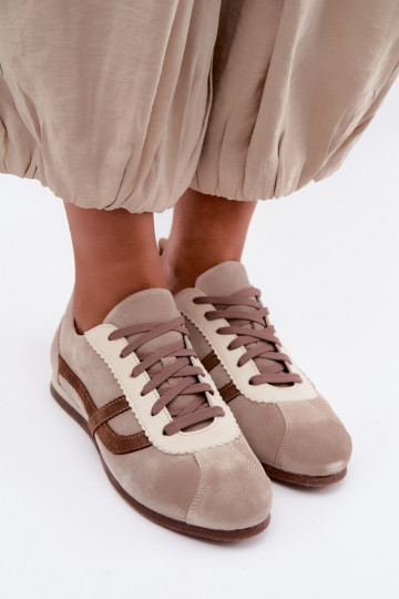 Baskets en daim synthétique Zazoo N1402S2, sable