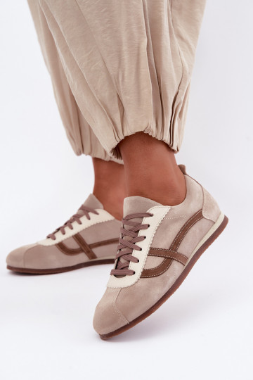 Baskets en daim synthétique Zazoo N1402S2, sable 2