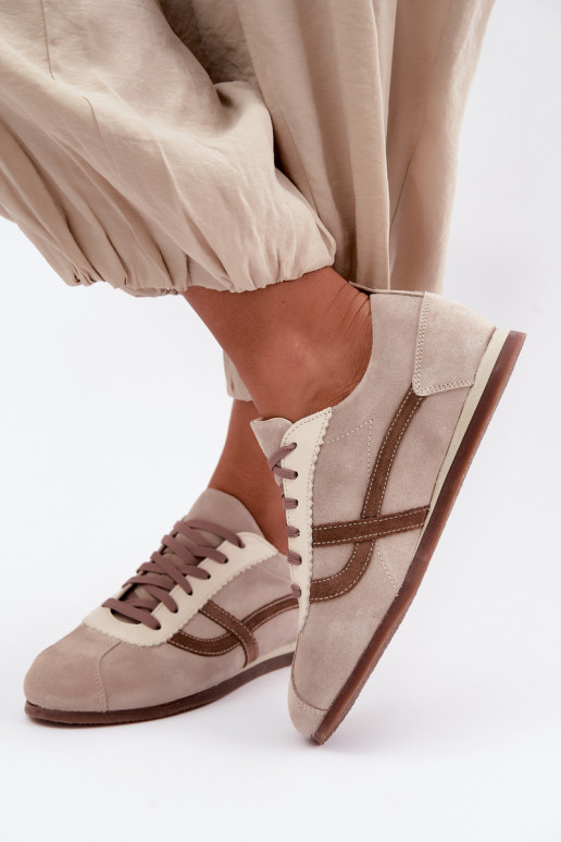 Baskets en daim synthétique Zazoo N1402S2, sable