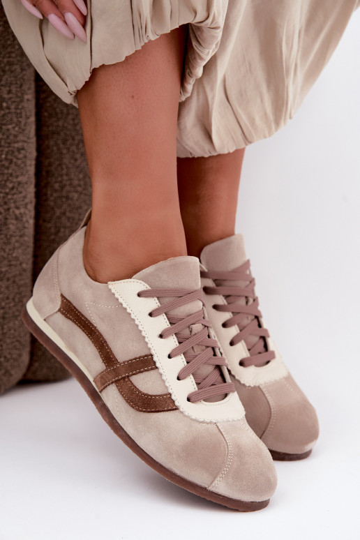 Baskets en daim synthétique Zazoo N1402S2, sable