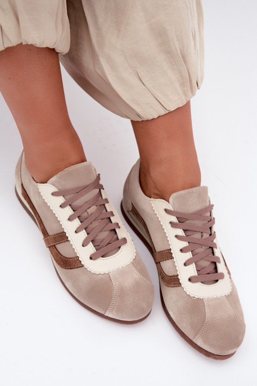 Baskets en daim synthétique Zazoo N1402S2, sable