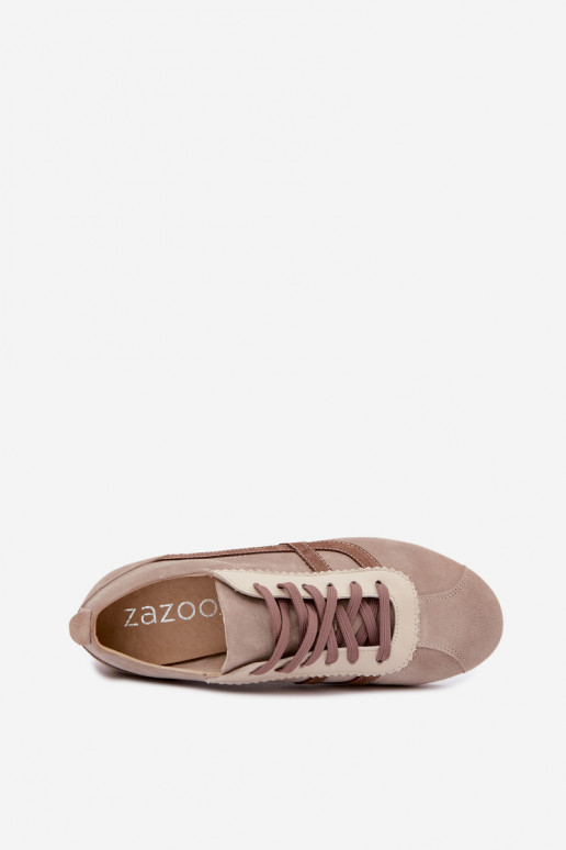 Baskets en daim synthétique Zazoo N1402S2, sable