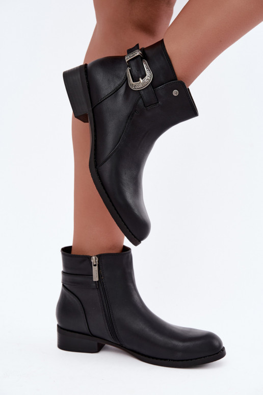 Bottines isolées pour femmes avec boucle décorative Medicine RIN16-OBD421-99X, noir