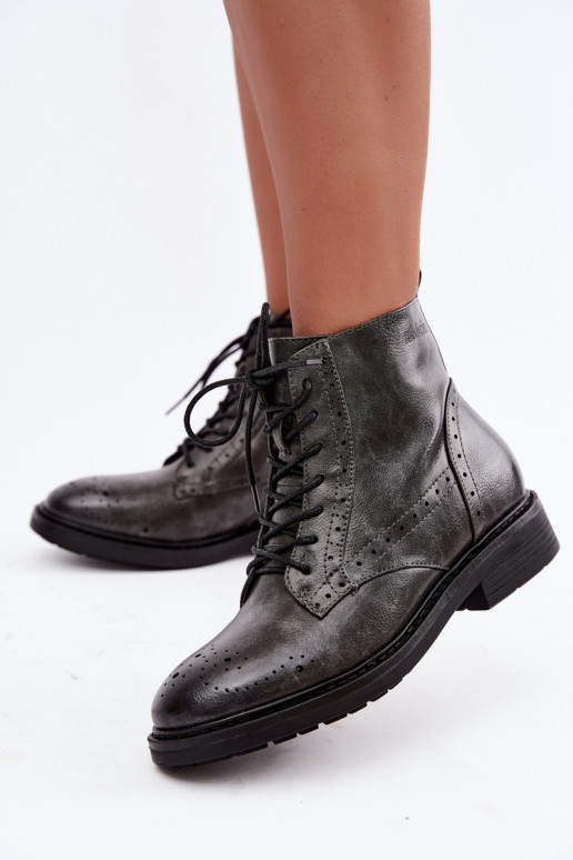 Bottines isolées pour femmes avec talons larges Medicine RIN16-OBD426-90X, gris