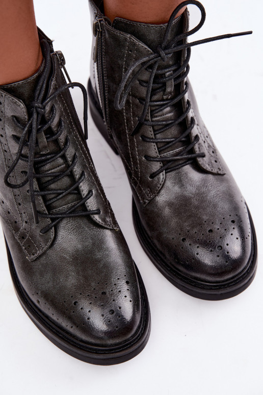 Bottines isolées pour femmes avec talons larges Medicine RIN16-OBD426-90X, gris