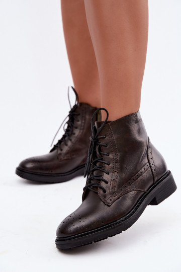 Bottines isolées pour femmes avec talons larges Medicine RIN16-OBD426-88X, marron foncé 2