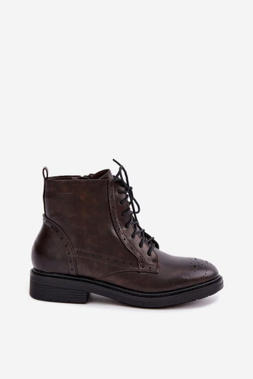Bottines isolées pour femmes avec talons larges Medicine RIN16-OBD426-88X, marron foncé
