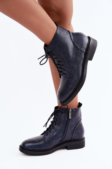 Bottines isolées pour femmes avec talons larges Medicine RIN16-OBD426-59X, bleu foncé