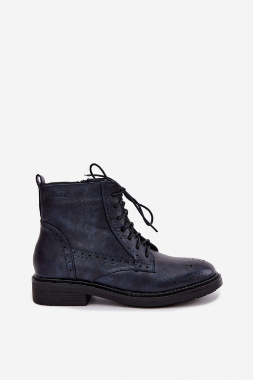 Bottines isolées pour femmes avec talons larges Medicine RIN16-OBD426-59X, bleu foncé