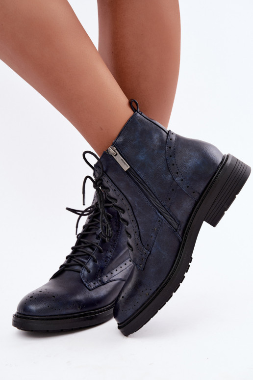 Bottines isolées pour femmes avec talons larges Medicine RIN16-OBD426-59X, bleu foncé