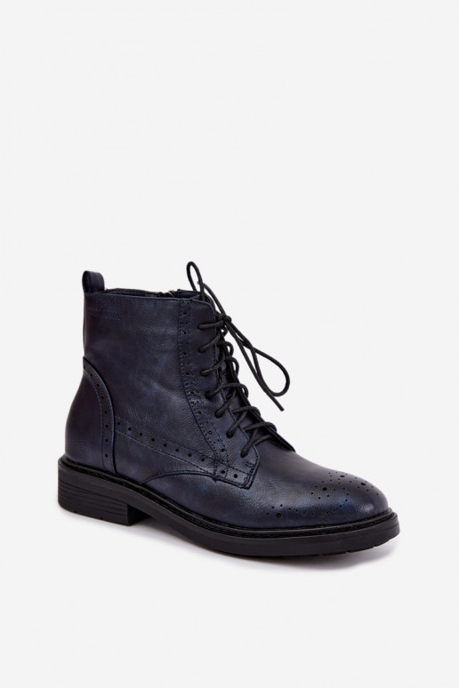 Bottines isolées pour femmes avec talons larges Medicine RIN16-OBD426-59X, bleu foncé