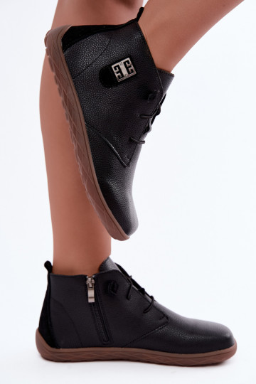 Chaussures en cuir pour femmes Barefoot, noir Sireya