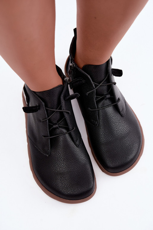 Chaussures en cuir pour femmes Barefoot, noir Sireya