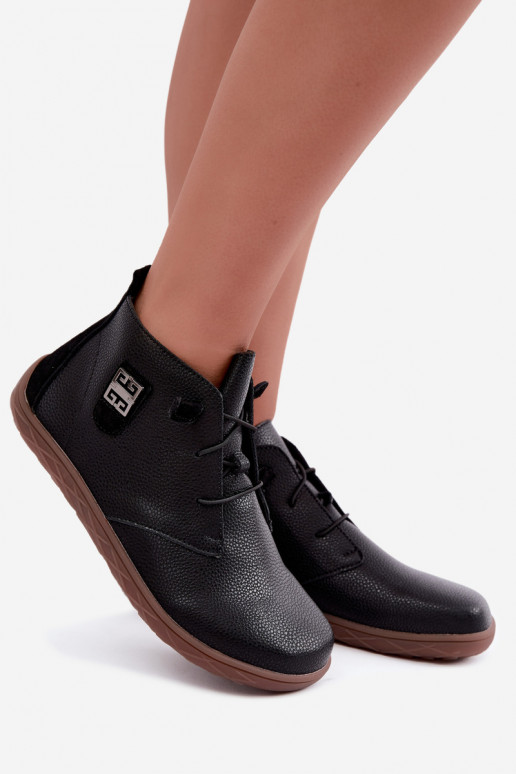 Chaussures en cuir pour femmes Barefoot, noir Sireya