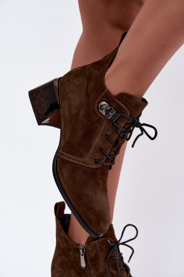 Bottines isolées pour femmes en daim synthétique Klocke, marron Pirelia 2