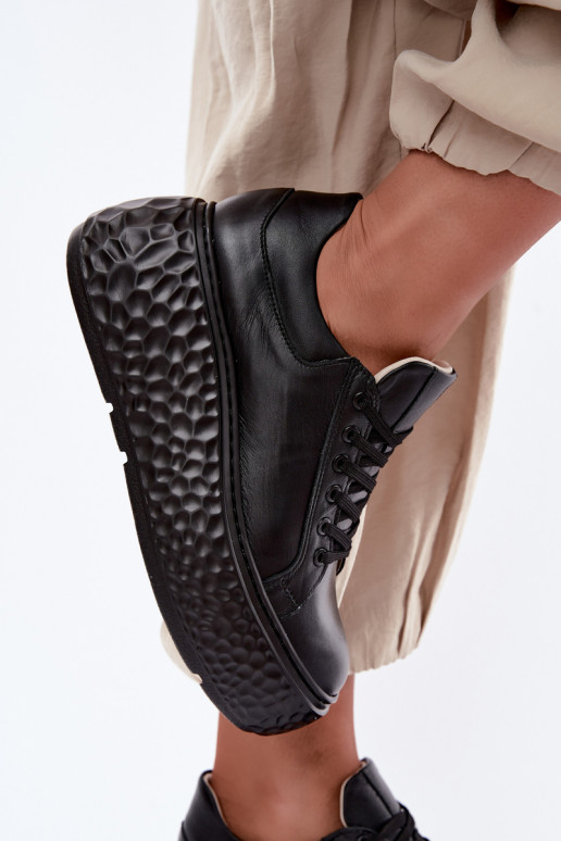 Baskets en cuir avec plateforme Zazoo N1000S4, noir