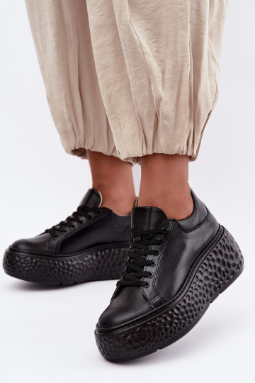 Baskets en cuir avec plateforme Zazoo N1000S4, noir 2