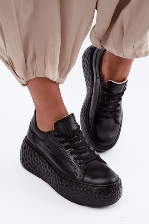 Baskets en cuir avec plateforme Zazoo N1000S4, noir