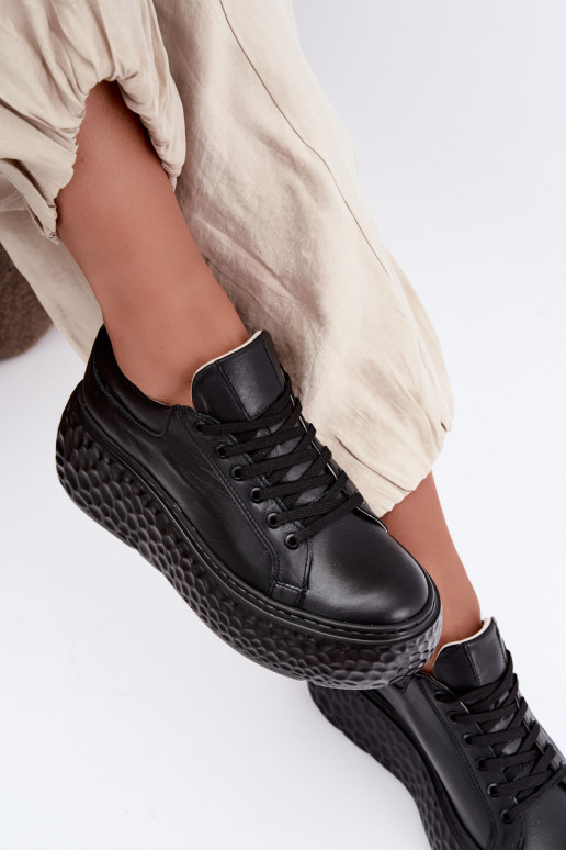 Baskets en cuir avec plateforme Zazoo N1000S4, noir