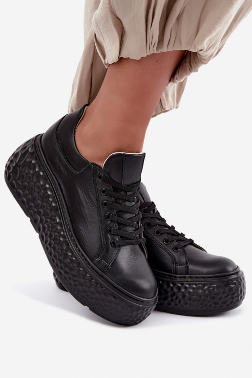 Baskets en cuir avec plateforme Zazoo N1000S4, noir