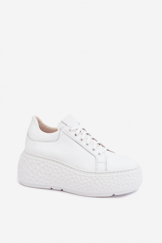 Baskets en cuir avec plateforme Zazoo N1000S4, blanc