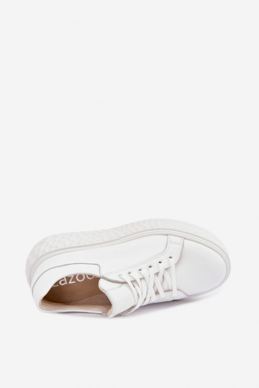 Baskets en cuir avec plateforme Zazoo N1000S4, blanc
