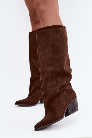Bottes hautes à enfiler avec talons, pointues, marron Blenia 2