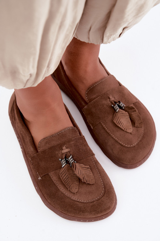 Mocassins en daim synthétique Barefoot Zazoo 10220, marron