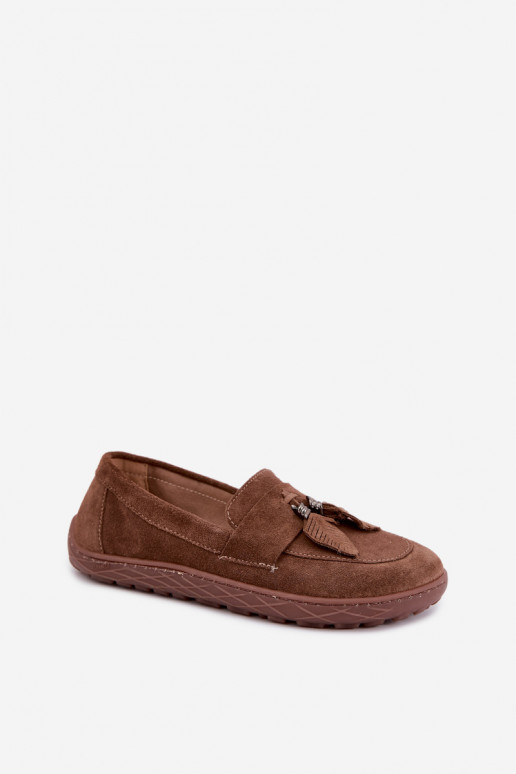 Mocassins en daim synthétique Barefoot Zazoo 10220, marron