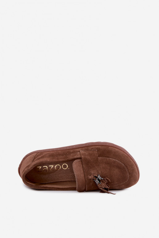Mocassins en daim synthétique Barefoot Zazoo 10220, marron