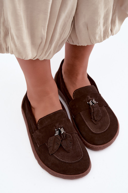 Mocassins en daim synthétique Barefoot Zazoo 10220, chocolat