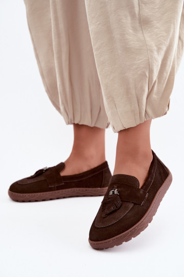 Mocassins en daim synthétique Barefoot Zazoo 10220, chocolat 2