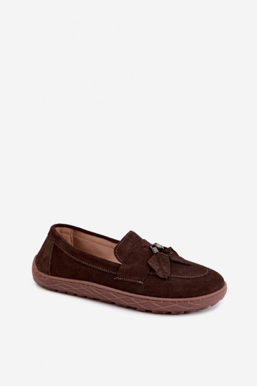 Mocassins en daim synthétique Barefoot Zazoo 10220, chocolat