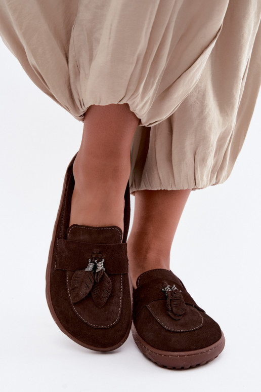 Mocassins en daim synthétique Barefoot Zazoo 10220, chocolat