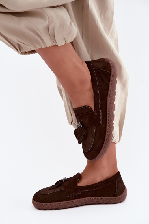 Mocassins en daim synthétique Barefoot Zazoo 10220, chocolat