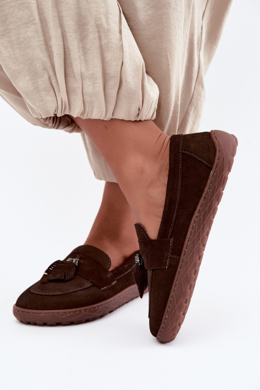 Mocassins en daim synthétique Barefoot Zazoo 10220, chocolat