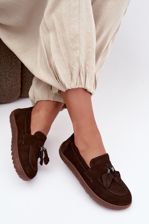 Mocassins en daim synthétique Barefoot Zazoo 10220, chocolat
