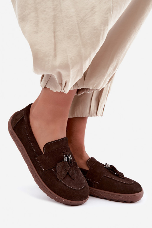 Mocassins en daim synthétique Barefoot Zazoo 10220, chocolat