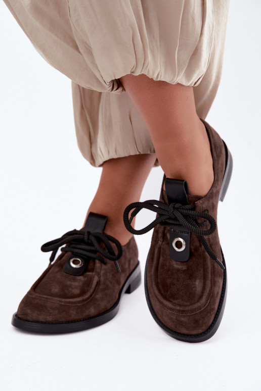 Chaussures femme barefoot en daim synthétique D&A CR62-3460 couleur chocolat