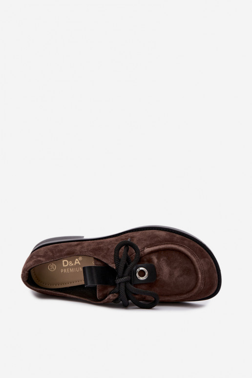 Chaussures femme barefoot en daim synthétique D&A CR62-3460 couleur chocolat