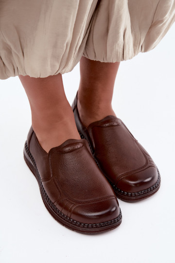 Chaussures femme en cuir à enfiler Vinceza 107241 couleur marron