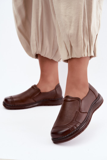 Chaussures femme en cuir à enfiler Vinceza 107241 couleur marron 2