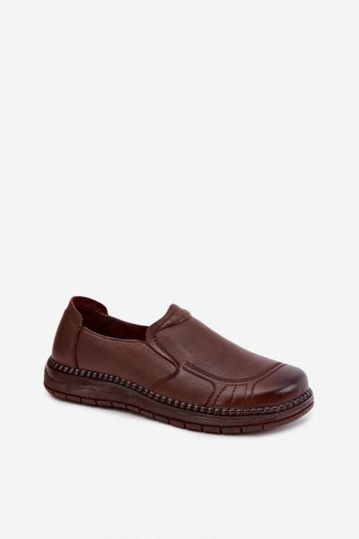 Chaussures femme en cuir à enfiler Vinceza 107241 couleur marron