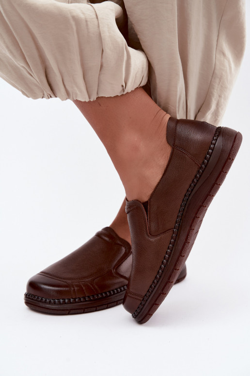 Chaussures femme en cuir à enfiler Vinceza 107241 couleur marron