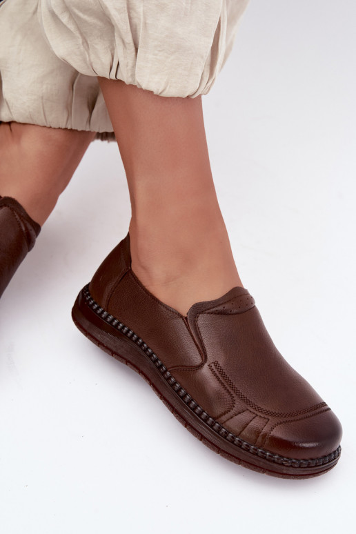 Chaussures femme en cuir à enfiler Vinceza 107241 couleur marron
