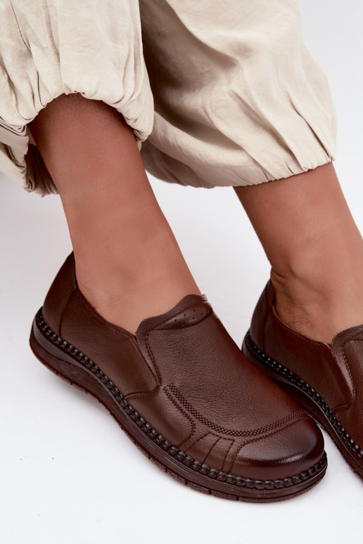 Chaussures femme en cuir à enfiler Vinceza 107241 couleur marron