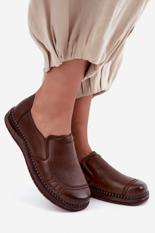 Chaussures femme en cuir à enfiler Vinceza 107241 couleur marron