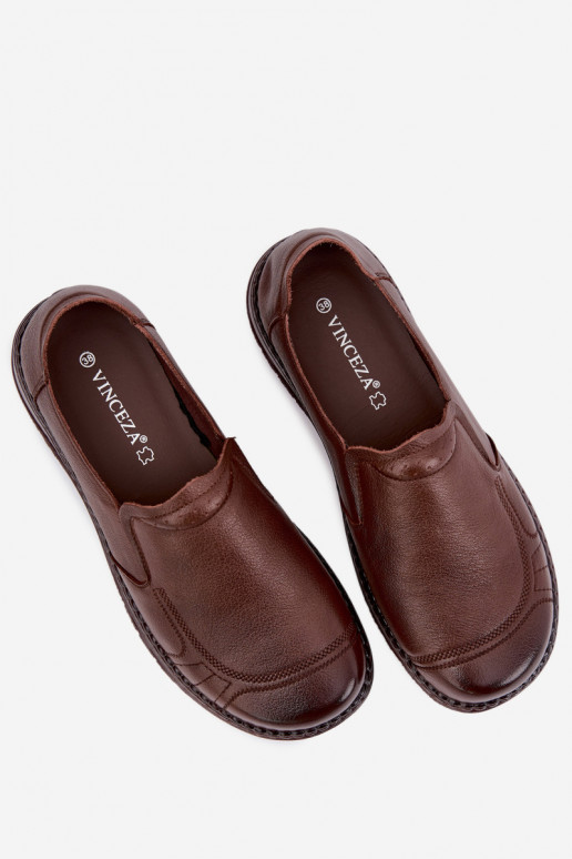 Chaussures femme en cuir à enfiler Vinceza 107241 couleur marron