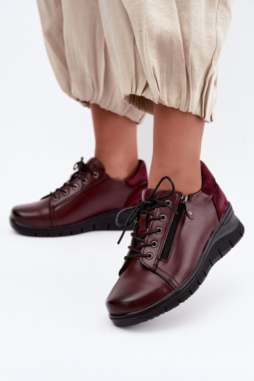 Chaussures femme en cuir avec plateforme Vinceza 39964 couleur bordeaux 2