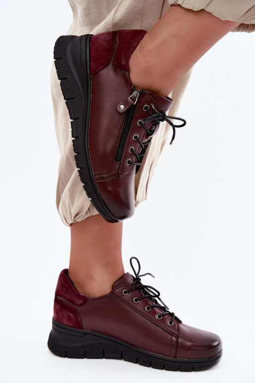 Chaussures femme en cuir avec plateforme Vinceza 39964 couleur bordeaux